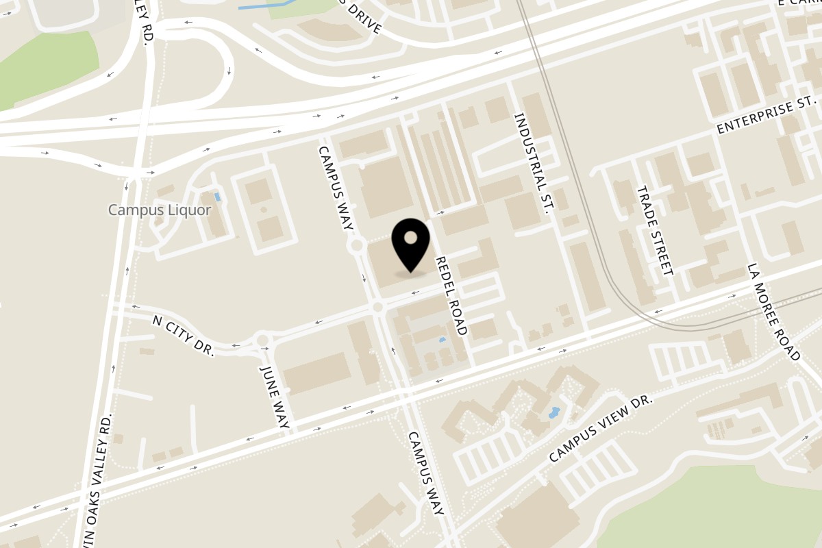Map showing the location of A Lo Fresco on 250 N City Dr #5 in San Marcos